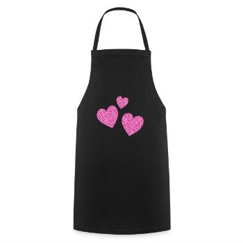 3 pinke glitzernde herzen herz - Kochschürze - Schwarz - Vorne - AI Model Male 185 dark (185cm)