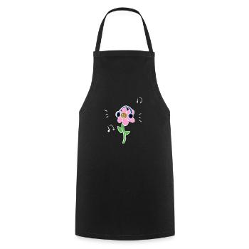 cartoon flower headphone music icon - Cooking Apron - black - Front - AI Model Male 185 dark (185cm)