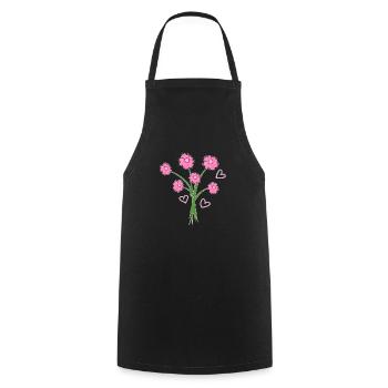 cœurs de fleurs de plantes à bouquet rose - Tablier de cuisine - noir - Devant - AI Model Male 185 dark (185cm)