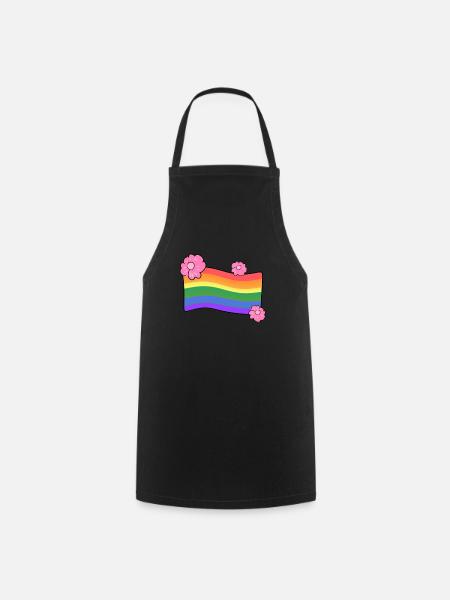lgbt flagge blumen liebe regenbogen - Kochschürze - Schwarz