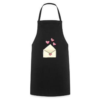 brief herzen rosa liebe offen - Kochschürze - Schwarz - Vorne - AI Model Male 185 dark (185cm)