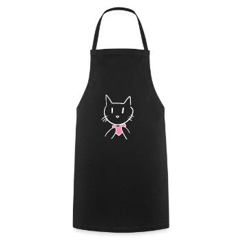Cœur d’amour d’animal de chat - Tablier de cuisine - noir - Devant - AI Model Male 185 dark (185cm)