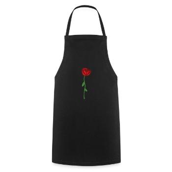 plante symbole de fleur de rose rouge - Tablier de cuisine - noir - Devant - AI Model Male 185 dark (185cm)