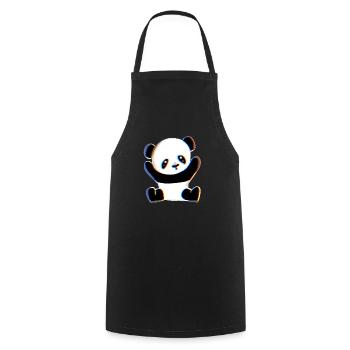 panda symbol animal bear sweet embrace - Cooking Apron - black - Front - AI Model Male 185 dark (185cm)