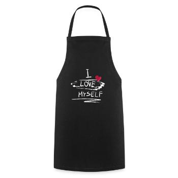 selbstliebe herz text muster ich liebe mich stolzs - Kochschürze - Schwarz - Vorne - AI Model Male 185 dark (185cm)