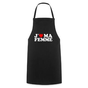 J'aime Ma Femme Cadeau Homme Marié Coeur Rouge - Tablier de cuisine - noir - Devant - AI Model Male 185 dark (185cm)