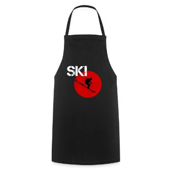 Ski Design in rot - Kochschürze - Schwarz - Vorne - AI Model Male 185 dark (185cm)