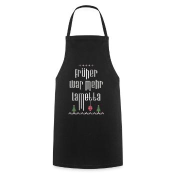 Früher war mehr Lametta, Spruch, Ugly Christmas - Kochschürze - Schwarz - Vorne - AI Model Male 185 dark (185cm)