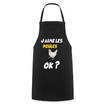 Mes Poules Je Les Aimes Cadeau Papa Maman - Tablier de cuisine - noir - Devant - AI Model Male 185 dark (185cm)