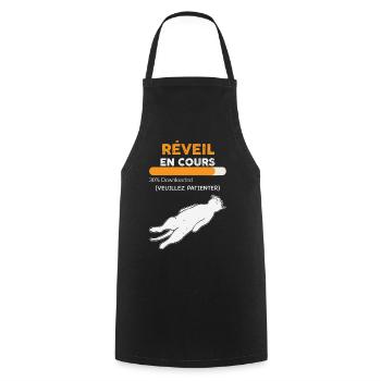 Réveil En Cours De Mon Chat Veuillez Patienter - Tablier de cuisine - noir - Devant - AI Model Male 185 dark (185cm)