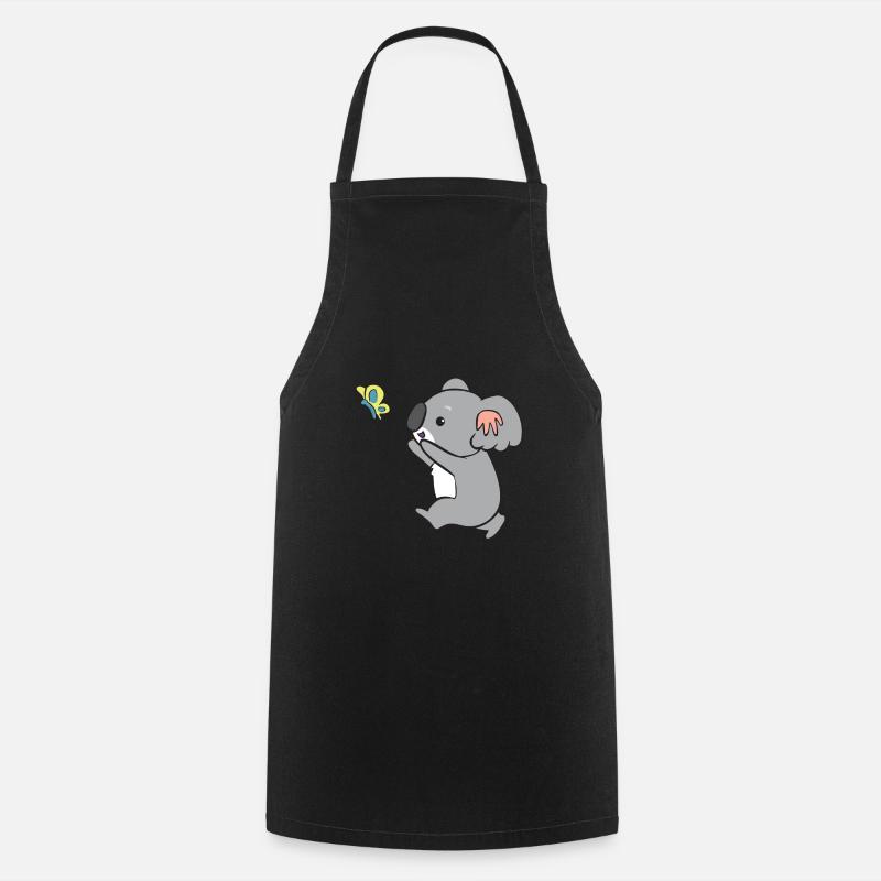 Koala - catches butterfly - Cooking Apron - black