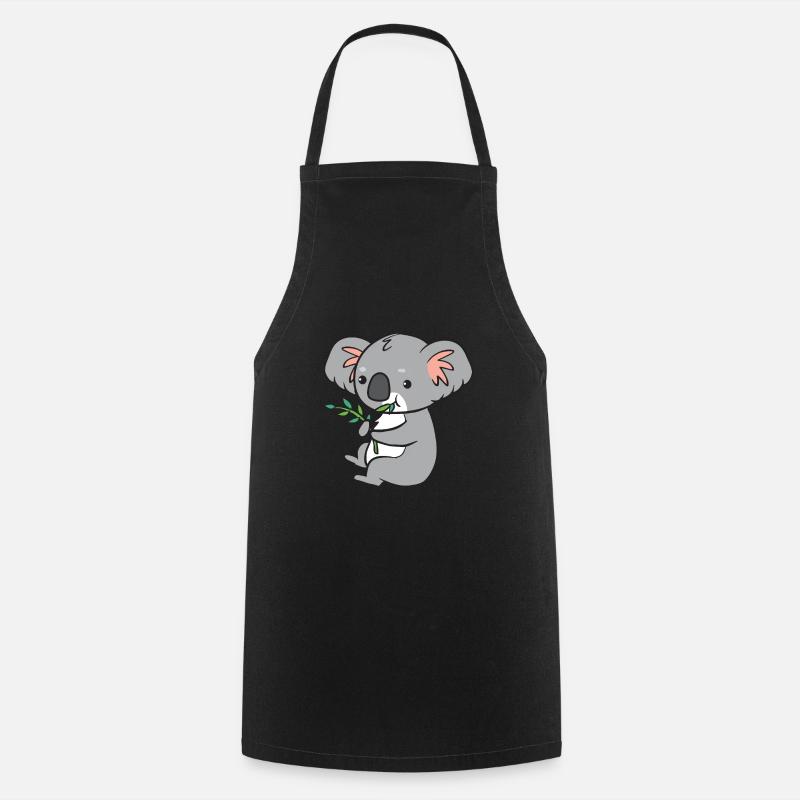 Koala - eats eucalyptus - Cooking Apron - black