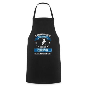thérapie et Cordiste - Tablier de cuisine - noir - Devant - AI Model Male 185 dark (185cm)
