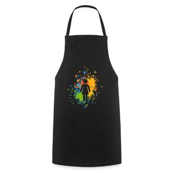 Éclaboussure de couleur d’icône féminine - Tablier de cuisine - noir - Devant - AI Model Male 185 dark (185cm)