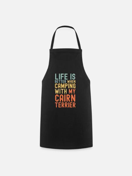 Cairn Terrier Camping retro vintage - Kochschürze - Schwarz