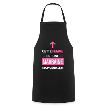 cadeau marrant trop géniale marraine femme - Tablier de cuisine - noir - Devant - AI Model Male 185 dark (185cm)