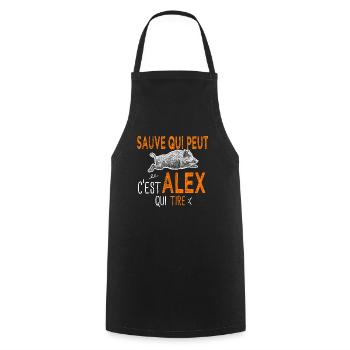 c'est Alex qui tire Cadeau Humour Chasse Chasseur - Tablier de cuisine - noir - Devant - AI Model Male 185 dark (185cm)