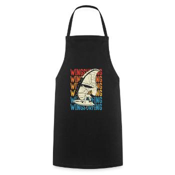 Écriture colorée de l’homme wingsurfing - Tablier de cuisine - noir - Devant - AI Model Male 185 dark (185cm)