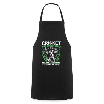 Cricket teaches you patience - Cooking Apron - black - Front - AI Model Male 185 dark (185cm)