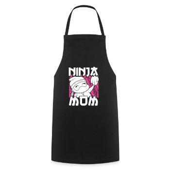 Maman ninja mignonne - Tablier de cuisine - noir - Devant - AI Model Male 185 dark (185cm)