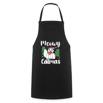 Meowy Catmas - Cooking Apron - black - Front - AI Model Male 185 dark (185cm)