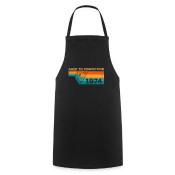Vintage 1974 - 1974 Retro Birthday Gift - Cooking Apron - black - Front - AI Model Male 185 dark (185cm)