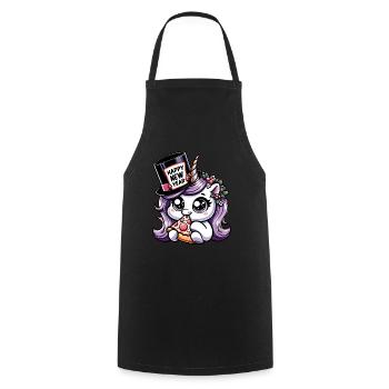 New Year Sylvester Unicorn Cute Comic Happy New Year - Cooking Apron - black - Front - AI Model Male 185 dark (185cm)