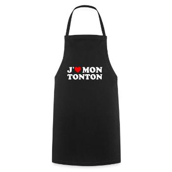 J'aime Mon Tonton Cadeau Oncle Coeur Rouge - Tablier de cuisine - noir - Devant - AI Model Male 185 dark (185cm)