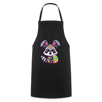 Easter Raccoon in Egg Disguise Cartoon - Cooking Apron - black - Front - AI Model Male 185 dark (185cm)