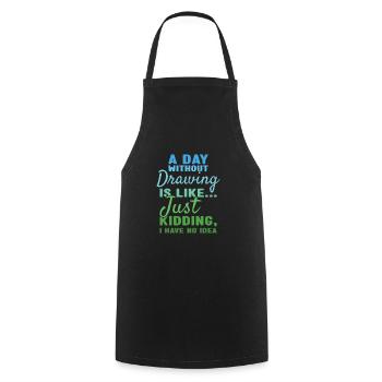 Tiroir Un jour sans dessin - Tablier de cuisine - noir - Devant - AI Model Male 185 dark (185cm)