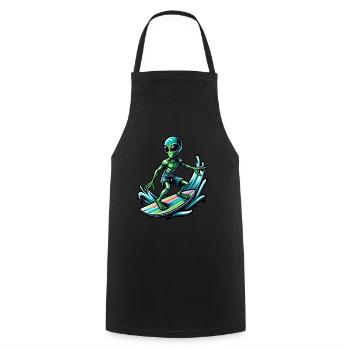 Alien Alien Surfer Surfboard 90s - Cooking Apron - black - Front - AI Model Male 185 dark (185cm)