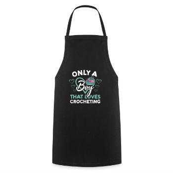 Crocheter Only A Boy That Loves Crocheting - Cooking Apron - black - Front - AI Model Male 185 dark (185cm)
