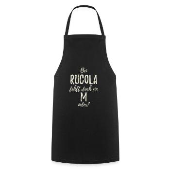 Bei Rucola fehlt ein M - Rumcola Wortspiel Spruch - Kochschürze - Schwarz - Vorne - AI Model Male 185 dark (185cm)