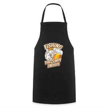 Pêche et bière - c’est pourquoi je suis ici - carpe - Tablier de cuisine - noir - Devant - AI Model Male 185 dark (185cm)