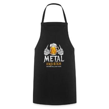 Metal und Bier Musik - Skelett - Totenkopf - Kochschürze - Schwarz - Vorne - AI Model Male 185 dark (185cm)