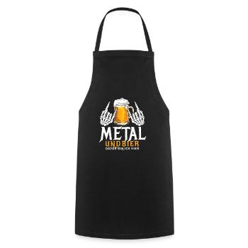Metal und Bier - Dafür bin ich hier - Spruch - Kochschürze - Schwarz - Vorne - AI Model Male 185 dark (185cm)