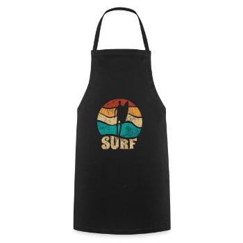 Sunset Surfer - Surf toute la journée - Vague - Cadeau - Tablier de cuisine - noir - Devant - AI Model Male 185 dark (185cm)