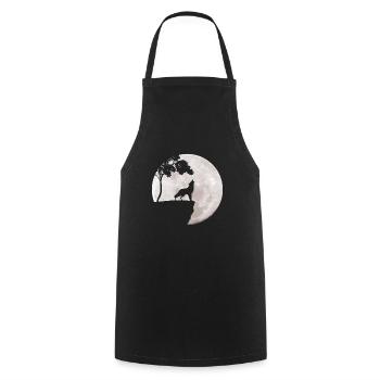 Vollmond - Nacht - Wolf Silhouette - Kochschürze - Schwarz - Vorne - AI Model Male 185 dark (185cm)