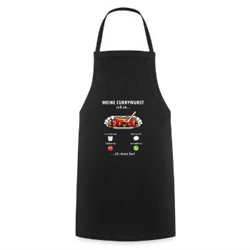 Meine Currywurst ruft an - ich muss los - Spruch - Kochschürze - Schwarz - Vorne - AI Model Male 185 dark (185cm)