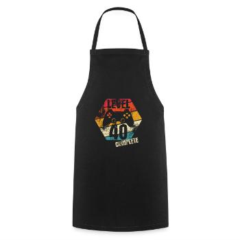 Niveau 40 Complet - Joueur - Anniversaire - Cadeau - Tablier de cuisine - noir - Devant - AI Model Male 185 dark (185cm)