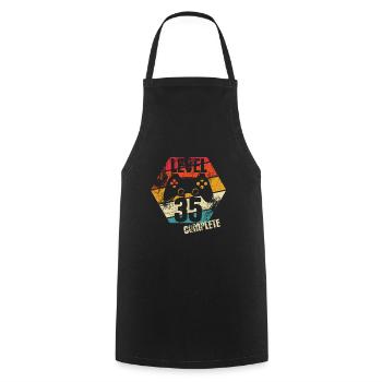 Niveau 35 Terminé - Joueur - Anniversaire - Cadeau - Tablier de cuisine - noir - Devant - AI Model Male 185 dark (185cm)