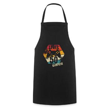 Level 50 Complete - Gamer - Birthday - Gift - Cooking Apron - black - Front - AI Model Male 185 dark (185cm)