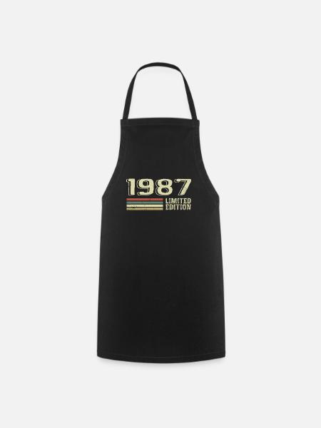 Born in 1987 Birthday 1987 Vintage 1987 - Cooking Apron - black