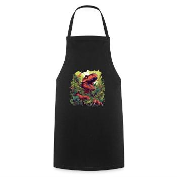 T-Rex with flowers/dinosaur design - Cooking Apron - black - Front - AI Model Male 185 dark (185cm)
