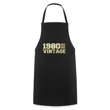 1980 Geburtstagsgeschenk 1980 Vintage 1980er Jahre Geschenk - Kochschürze - Schwarz - Vorne - AI Model Male 185 dark (185cm)