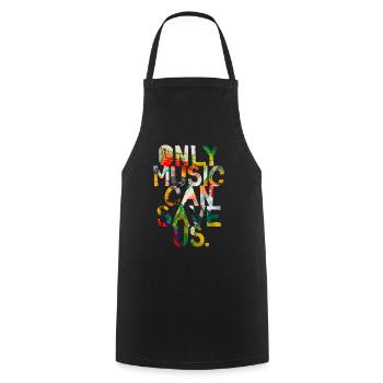 Seule la musique peut nous sauver - Tablier de cuisine - noir - Devant - AI Model Male 185 dark (185cm)
