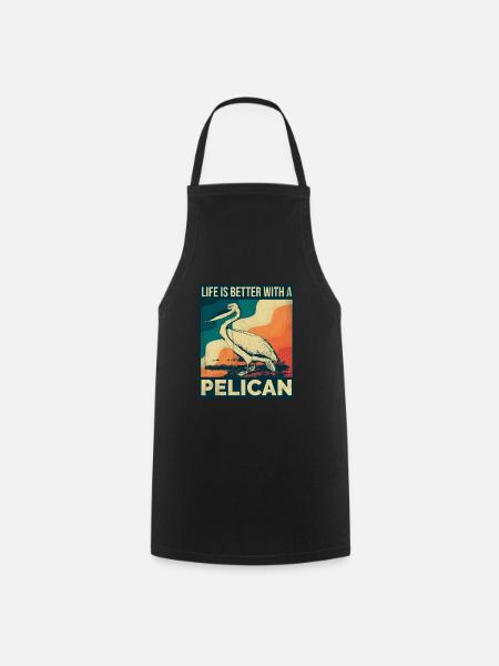 Pelikan Spruch Palmen Retro - Forklæde - sort