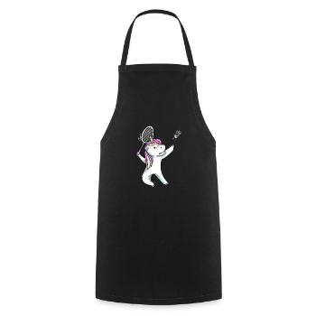 Unicorn Badminton - Cooking Apron - black - Front - AI Model Male 185 dark (185cm)