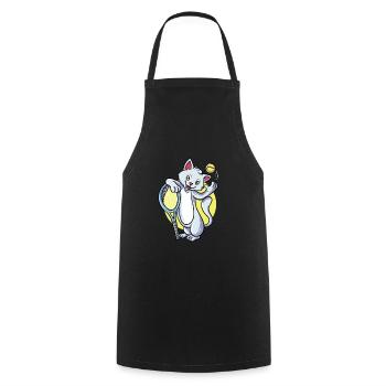 Tennis Katze - Kochschürze - Schwarz - Vorne - AI Model Male 185 dark (185cm)