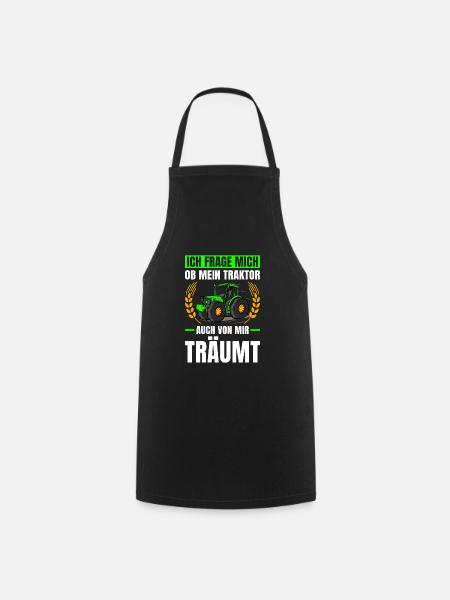 Ob Mein Traktor Auch Von Mir Träumt Traktor - Kochschürze - Schwarz